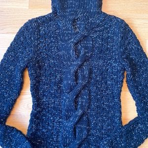 Fitted Turtleneck Sweater Silver Black by MODA Int'l